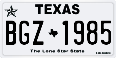 TX license plate BGZ1985
