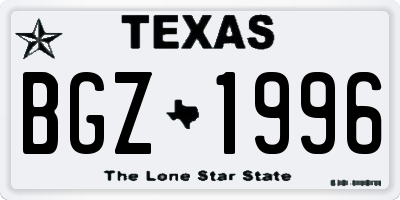 TX license plate BGZ1996