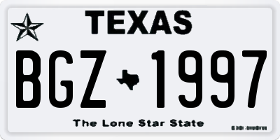 TX license plate BGZ1997