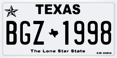 TX license plate BGZ1998