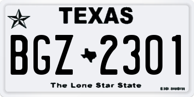 TX license plate BGZ2301