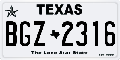 TX license plate BGZ2316