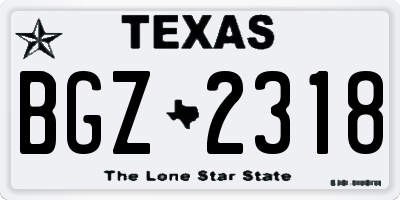 TX license plate BGZ2318