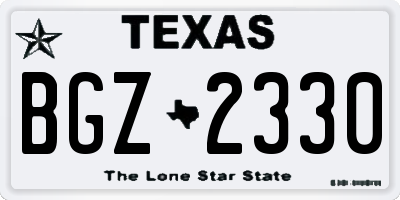 TX license plate BGZ2330