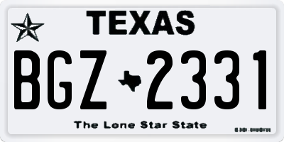 TX license plate BGZ2331