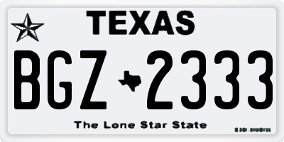 TX license plate BGZ2333