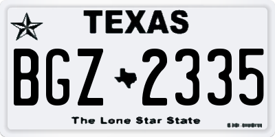 TX license plate BGZ2335