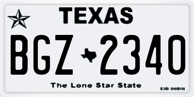 TX license plate BGZ2340