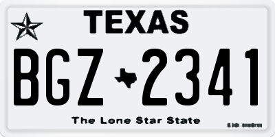 TX license plate BGZ2341