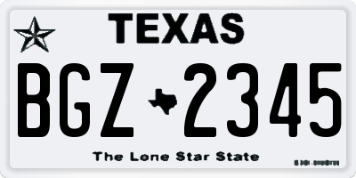 TX license plate BGZ2345