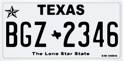TX license plate BGZ2346