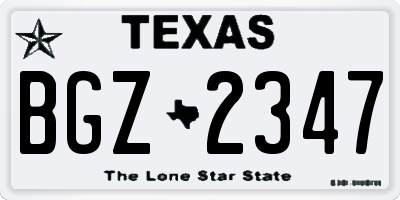 TX license plate BGZ2347