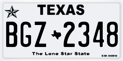 TX license plate BGZ2348