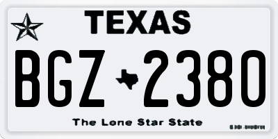 TX license plate BGZ2380