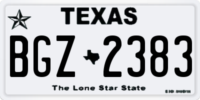 TX license plate BGZ2383