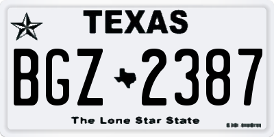 TX license plate BGZ2387
