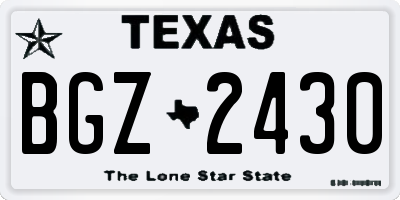 TX license plate BGZ2430