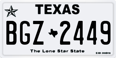 TX license plate BGZ2449