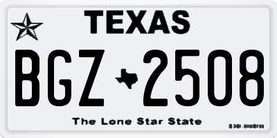 TX license plate BGZ2508
