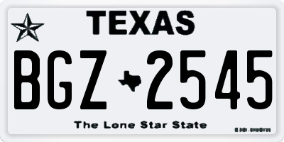 TX license plate BGZ2545