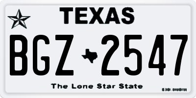 TX license plate BGZ2547
