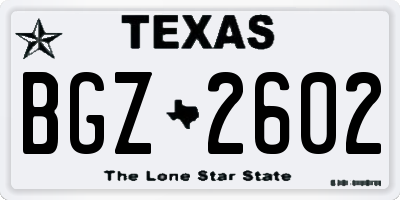 TX license plate BGZ2602