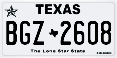 TX license plate BGZ2608