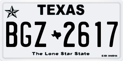 TX license plate BGZ2617