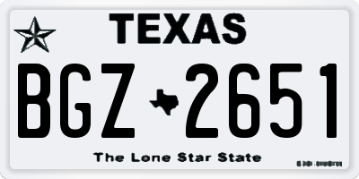 TX license plate BGZ2651