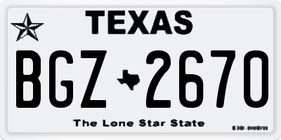 TX license plate BGZ2670