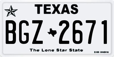 TX license plate BGZ2671
