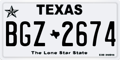TX license plate BGZ2674