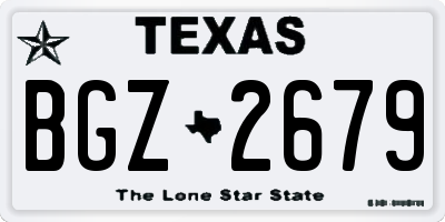 TX license plate BGZ2679