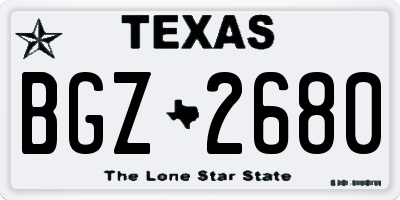 TX license plate BGZ2680