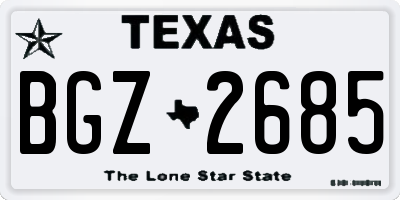 TX license plate BGZ2685