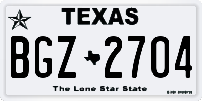 TX license plate BGZ2704