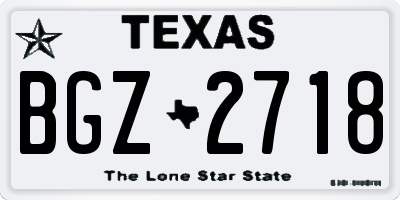 TX license plate BGZ2718