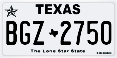 TX license plate BGZ2750