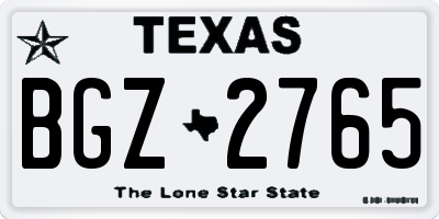 TX license plate BGZ2765