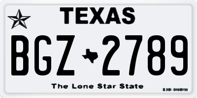 TX license plate BGZ2789