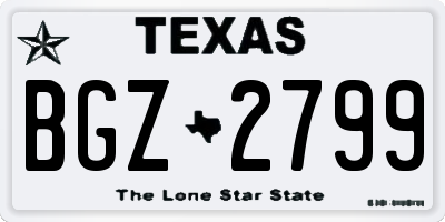 TX license plate BGZ2799