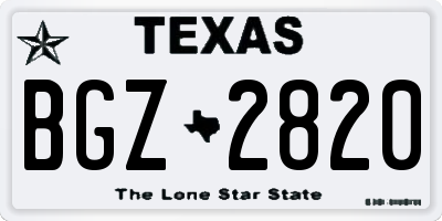 TX license plate BGZ2820