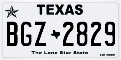 TX license plate BGZ2829
