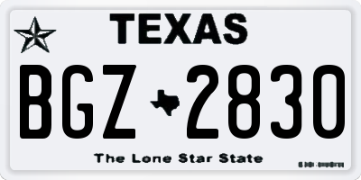 TX license plate BGZ2830