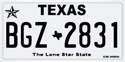 TX license plate BGZ2831