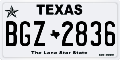 TX license plate BGZ2836