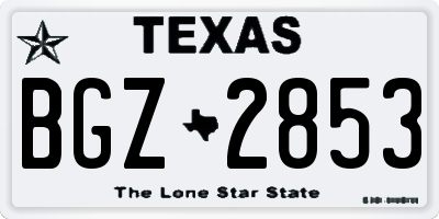 TX license plate BGZ2853