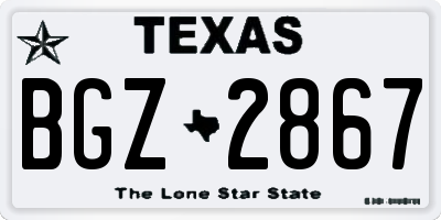 TX license plate BGZ2867