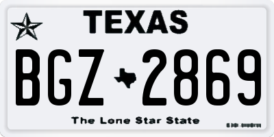 TX license plate BGZ2869