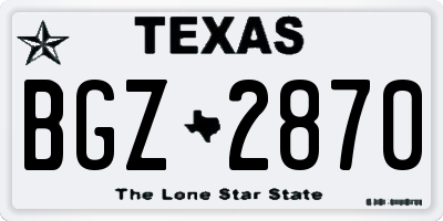 TX license plate BGZ2870